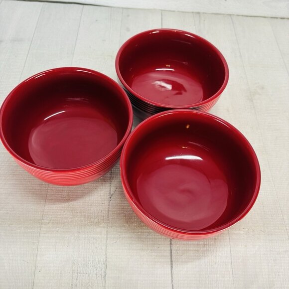 Mainstays CHIARA Solid Red Embossed Stoneware Large Soup Cereal Bowls Set of 3 - Picture 7 of 16